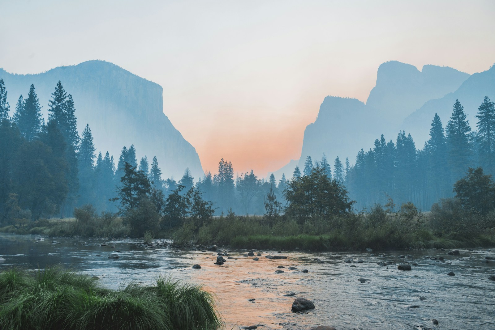 Scenic serene mountain lake landscape